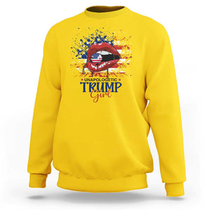 Unapologetic Trump Girl Sweatshirt Red Lips Cherry American Flag TS11 Daisy Print Your Wear