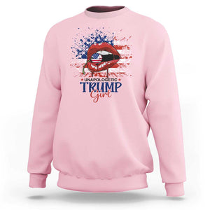 Unapologetic Trump Girl Sweatshirt Red Lips Cherry American Flag TS11 Light Pink Print Your Wear