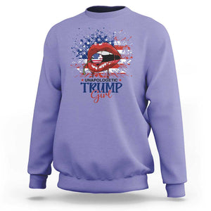 Unapologetic Trump Girl Sweatshirt Red Lips Cherry American Flag TS11 Violet Print Your Wear