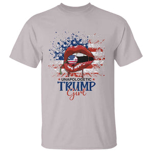 Unapologetic Trump Girl T Shirt Red Lips Cherry American Flag TS11 Ice Gray Print Your Wear