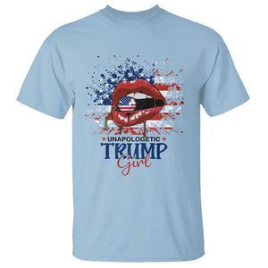 Unapologetic Trump Girl T Shirt Red Lips Cherry American Flag TS11 Light Blue Print Your Wear