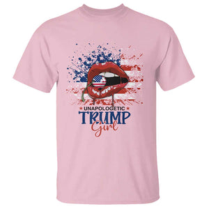 Unapologetic Trump Girl T Shirt Red Lips Cherry American Flag TS11 Light Pink Print Your Wear