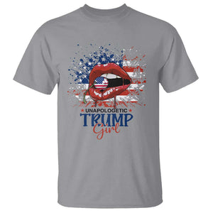 Unapologetic Trump Girl T Shirt Red Lips Cherry American Flag TS11 Sport Gray Print Your Wear