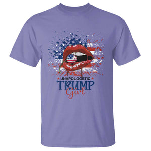 Unapologetic Trump Girl T Shirt Red Lips Cherry American Flag TS11 Violet Print Your Wear