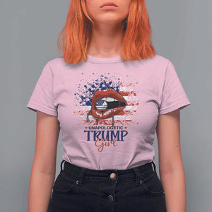 Unapologetic Trump Girl T Shirt For Women Red Lips Cherry American Flag TS11 Light Pink Print Your Wear