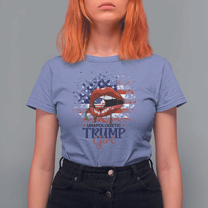 Unapologetic Trump Girl T Shirt For Women Red Lips Cherry American Flag TS11 Violet Print Your Wear