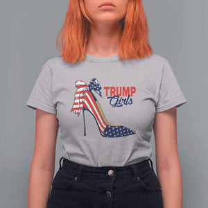 Trump Girl T Shirt For Women High Heel Stilettos American Flag TS11 Ice Gray Print Your Wear