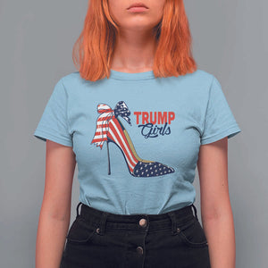 Trump Girl T Shirt For Women High Heel Stilettos American Flag TS11 Light Blue Print Your Wear