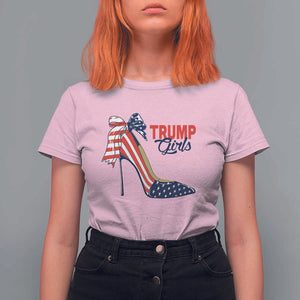 Trump Girl T Shirt For Women High Heel Stilettos American Flag TS11 Light Pink Print Your Wear