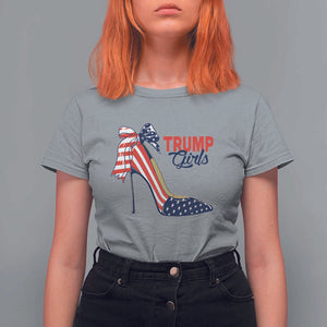 Trump Girl T Shirt For Women High Heel Stilettos American Flag TS11 Sport Gray Print Your Wear