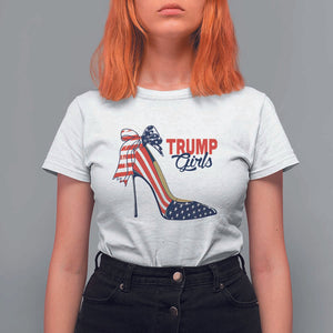 Trump Girl T Shirt For Women High Heel Stilettos American Flag TS11 White Print Your Wear