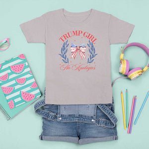 Trump Girl No Apologies T Shirt For Kid Coquette American Flag Patriotic Bow TS11 Ice Gray Print Your Wear