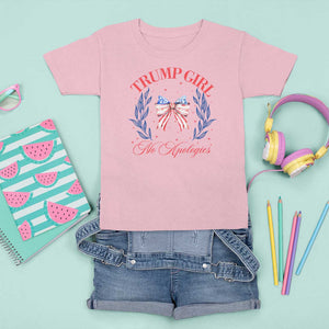 Trump Girl No Apologies T Shirt For Kid Coquette American Flag Patriotic Bow TS11 Light Pink Print Your Wear