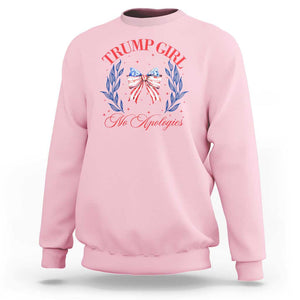 Trump Girl No Apologies Sweatshirt Coquette American Flag Patriotic Bow TS11 Light Pink Print Your Wear