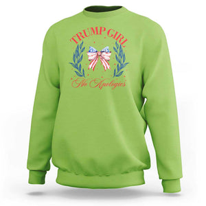 Trump Girl No Apologies Sweatshirt Coquette American Flag Patriotic Bow TS11 Lime Print Your Wear