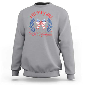 Trump Girl No Apologies Sweatshirt Coquette American Flag Patriotic Bow TS11 Sport Gray Print Your Wear