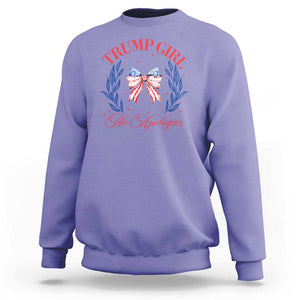 Trump Girl No Apologies Sweatshirt Coquette American Flag Patriotic Bow TS11 Violet Print Your Wear