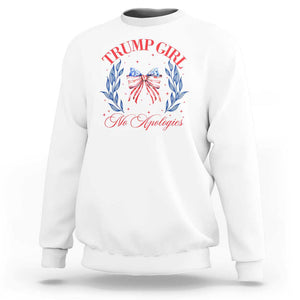 Trump Girl No Apologies Sweatshirt Coquette American Flag Patriotic Bow TS11 White Print Your Wear