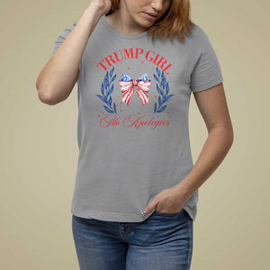 Trump Girl No Apologies T Shirt For Women Coquette American Flag Patriotic Bow TS11 Sport Gray Print Your Wear