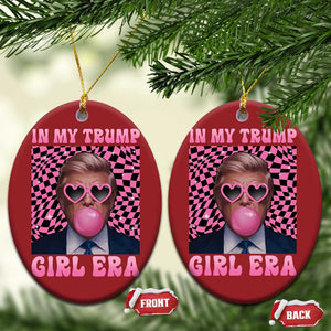 In My Trump Girl Era Christmas Ornament Retro Groove Pink Bubble Gum Glasses TS11 Oval Red Print Your Wear