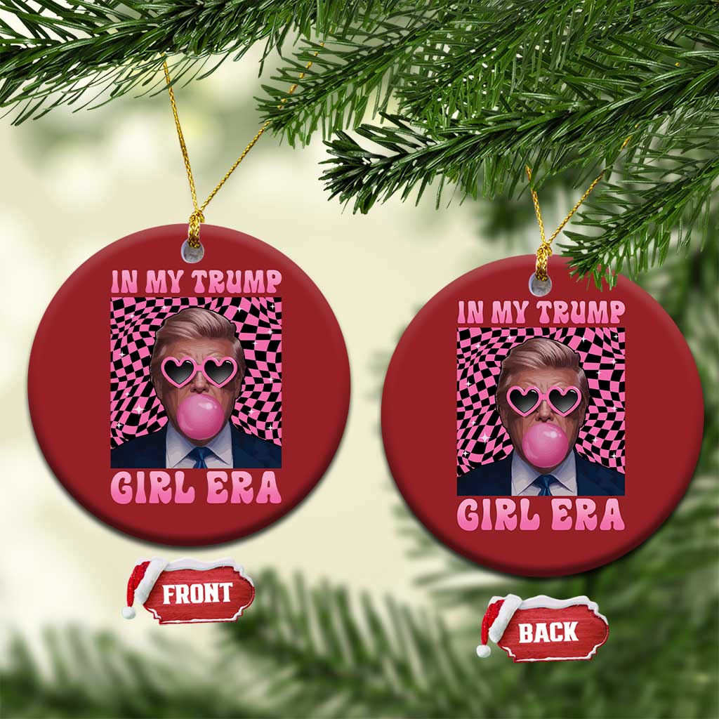 In My Trump Girl Era Christmas Ornament Retro Groove Pink Bubble Gum Glasses TS11 Circle Red Print Your Wear