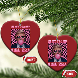 In My Trump Girl Era Christmas Ornament Retro Groove Pink Bubble Gum Glasses TS11 Heart Red Print Your Wear