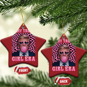 In My Trump Girl Era Christmas Ornament Retro Groove Pink Bubble Gum Glasses TS11 Star Red Print Your Wear