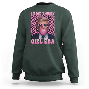 In My Trump Girl Era Sweatshirt Retro Groove Pink Bubble Gum Glasses TS11 Dark Forest Green Print Your Wear