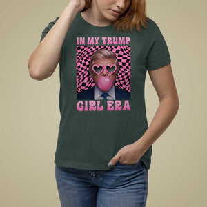 In My Trump Girl Era T Shirt For Women Retro Groove Pink Bubble Gum Glasses TS11 Dark Forest Green Print Your Wear