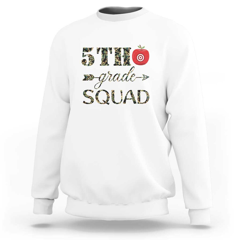 Funny Back To School Hunting Sweatshirt 5TH Grade Squad Camo Flag Apple Arrow TS11 White Print Your Wear