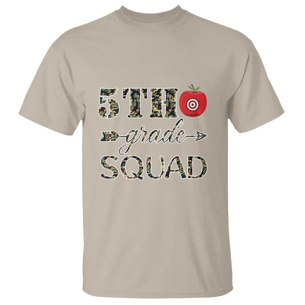 Funny Back To School Hunting T Shirt 5TH Grade Squad Camo Flag Apple Arrow TS11 Sand Print Your Wear