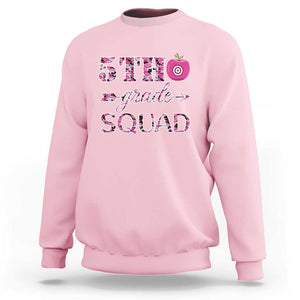 Funny Back To School Hunting Sweatshirt 5TH Grade Squad Pink Camo Flag Apple Arrow TS11 Light Pink Print Your Wear