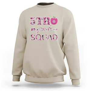 Funny Back To School Hunting Sweatshirt 5TH Grade Squad Pink Camo Flag Apple Arrow TS11 Sand Print Your Wear