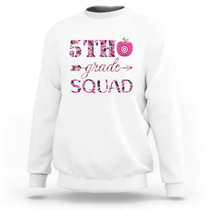 Funny Back To School Hunting Sweatshirt 5TH Grade Squad Pink Camo Flag Apple Arrow TS11 White Print Your Wear