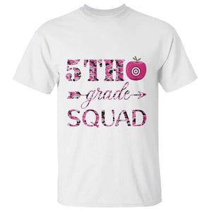 Funny Back To School Hunting T Shirt 5TH Grade Squad Pink Camo Flag Apple Arrow TS11 White Print Your Wear