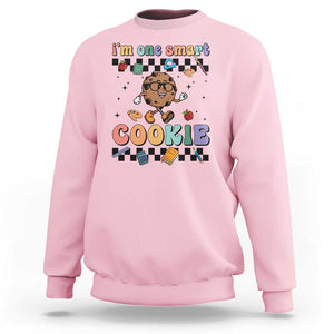 Funny Student Sweatshirt I'm One Smart Cookie Apple Book Ruler Pencil TS11 Light Pink Print Your Wear