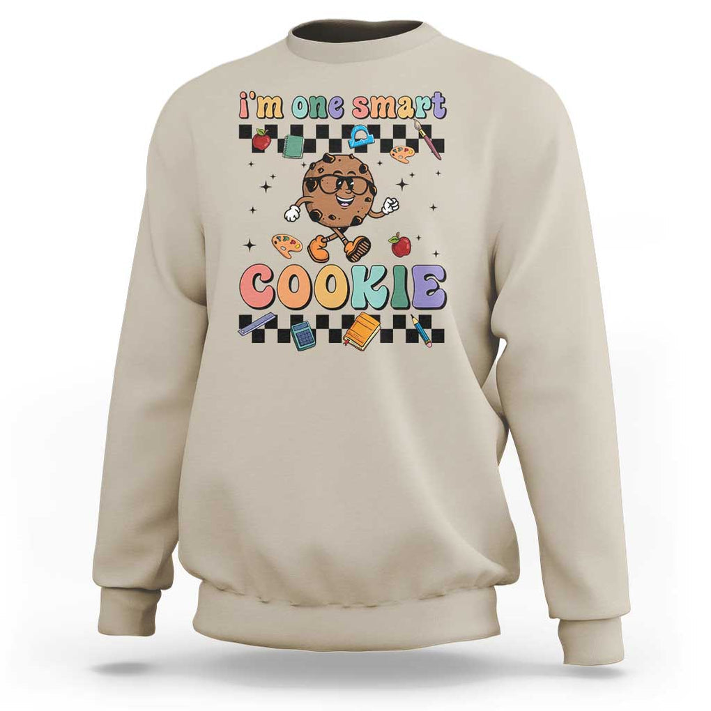 Funny Student Sweatshirt I'm One Smart Cookie Apple Book Ruler Pencil TS11 Sand Print Your Wear