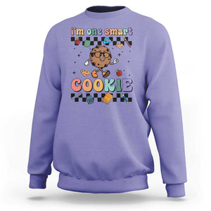 Funny Student Sweatshirt I'm One Smart Cookie Apple Book Ruler Pencil TS11 Violet Print Your Wear