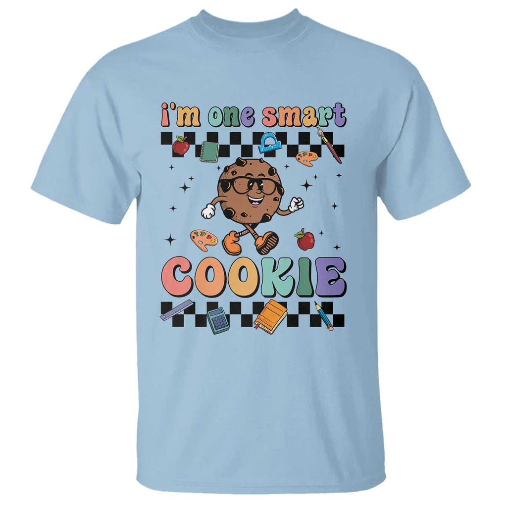 Funny Student T Shirt I'm One Smart Cookie Apple Book Ruler Pencil TS11 Light Blue Print Your Wear
