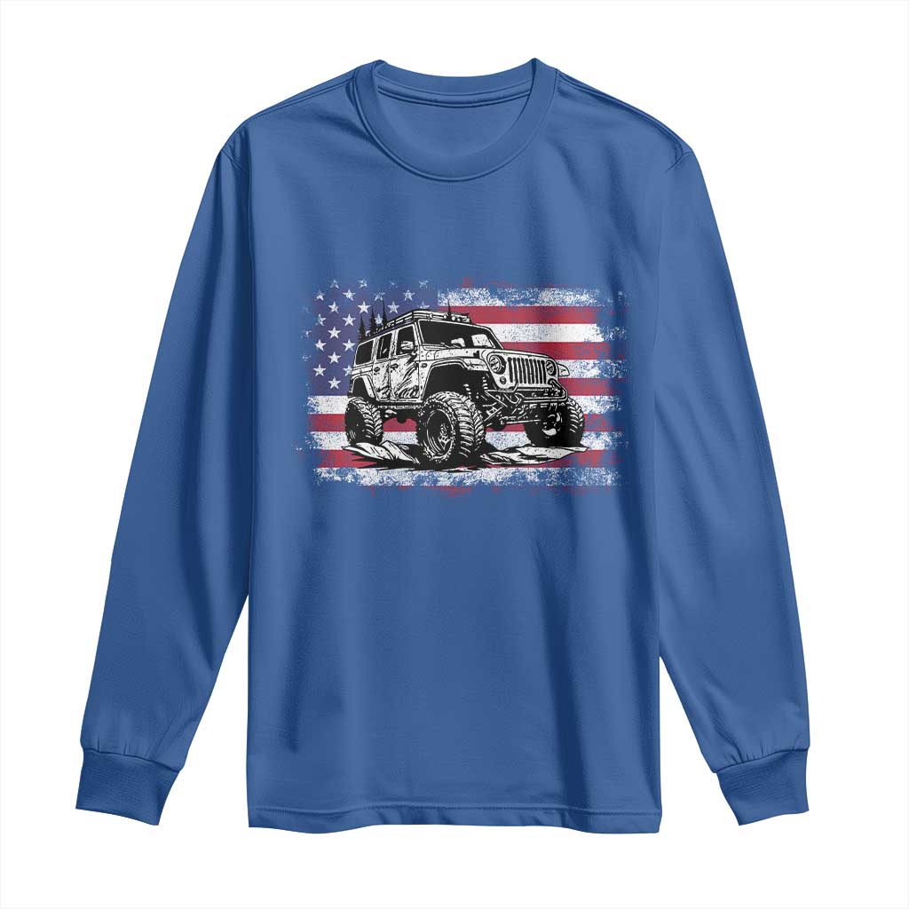 American Flag UTV Side By Side SXS Off Road Car Long Sleeve Shirt TS11 Royal Blue Print Your Wear