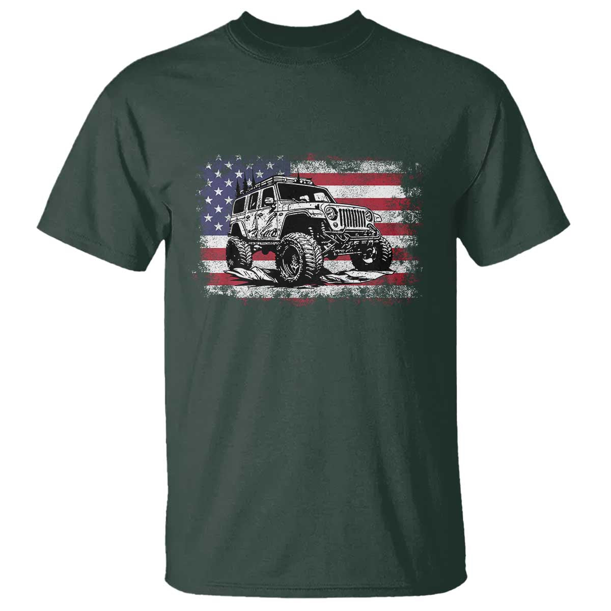 American Flag UTV Side By Side SXS Off Road Car T Shirt TS11 Dark Forest Green Print Your Wear