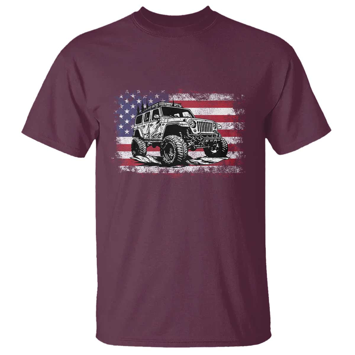 American Flag UTV Side By Side SXS Off Road Car T Shirt TS11 Maroon Print Your Wear
