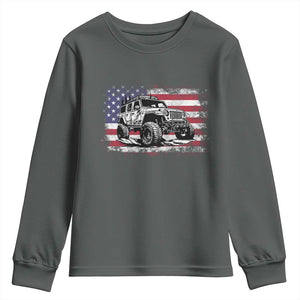 American Flag UTV Side By Side SXS Off Road Car Youth Sweatshirt TS11 Dark Heather Print Your Wear
