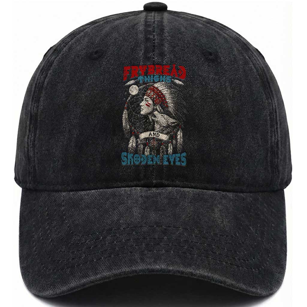 Native American Women Washed Cotton Baseball Cap Frybread Thighs Skoden Eyes Dreamcatcher TS11 Print Your Wear