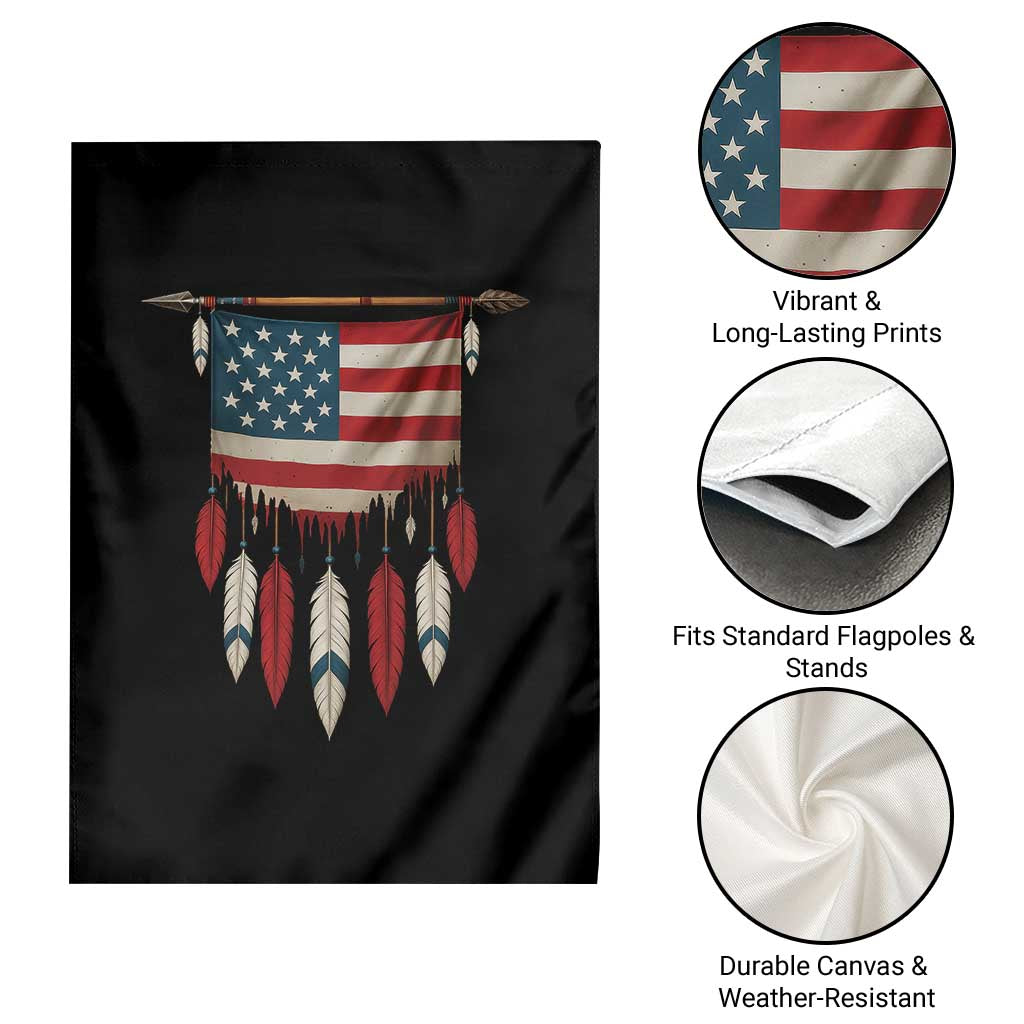 Native American Vintage Feathers USA Flag Garden Flag TS11 Print Your Wear