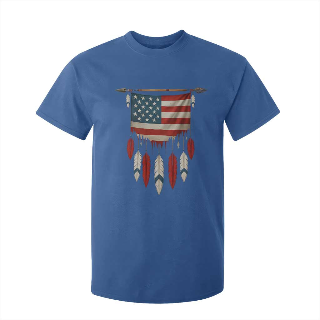 Native American Vintage Feathers USA Flag T Shirt For Kid TS11 Royal Blue Print Your Wear