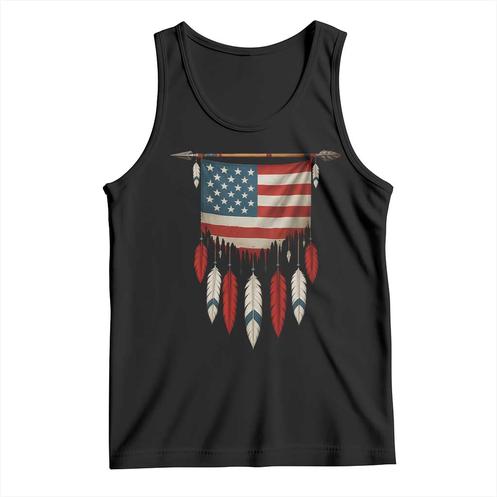 Native American Vintage Feathers USA Flag Tank Top TS11 Black Print Your Wear