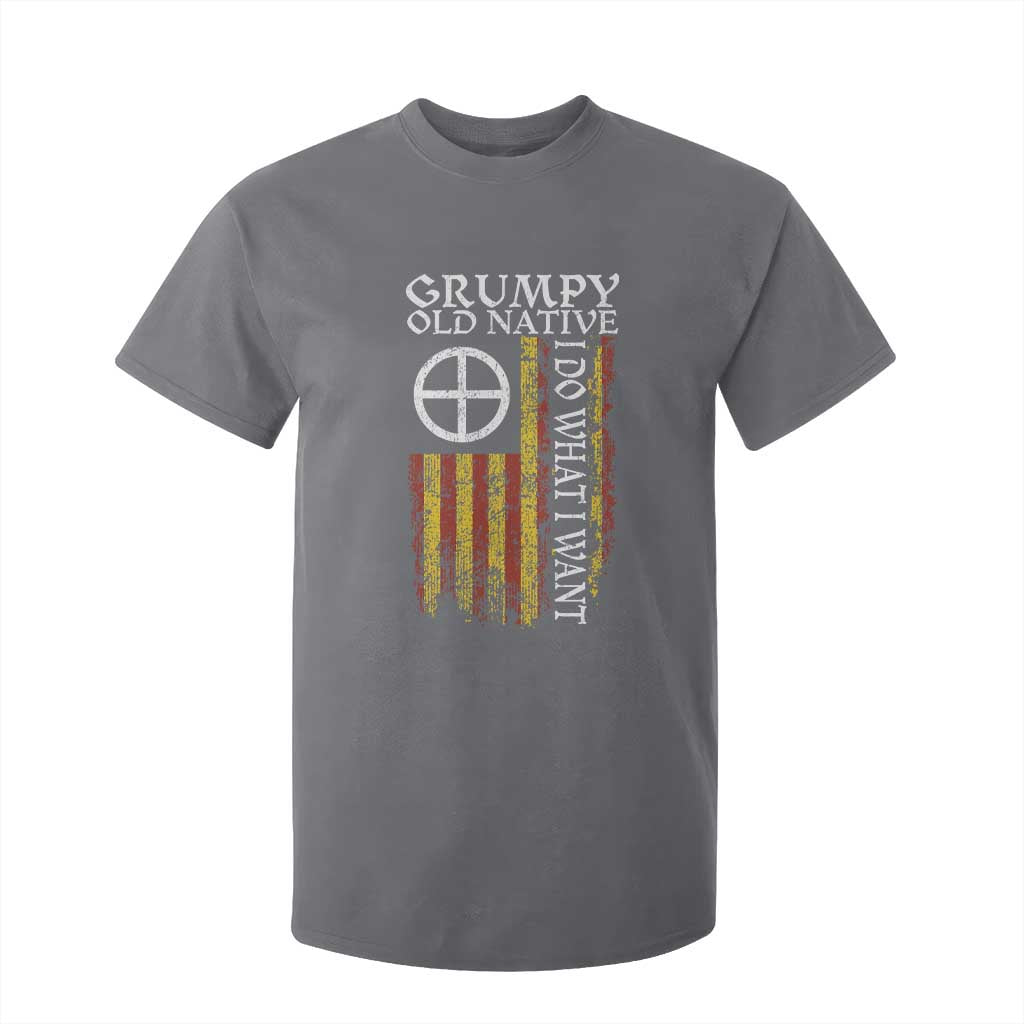 Funny Native American T Shirt For Kid Grumpy Old Native I Do What I Want American Flag TS11 Charcoal Print Your Wear
