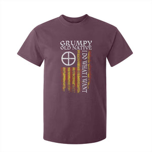 Funny Native American T Shirt For Kid Grumpy Old Native I Do What I Want American Flag TS11 Maroon Print Your Wear