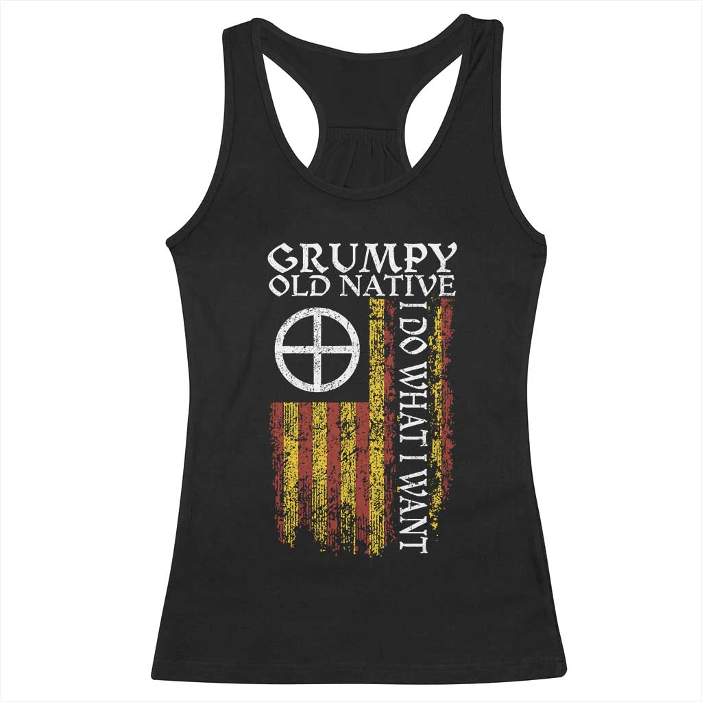 Funny Native American Racerback Tank Top Grumpy Old Native I Do What I Want American Flag TS11 Black Print Your Wear